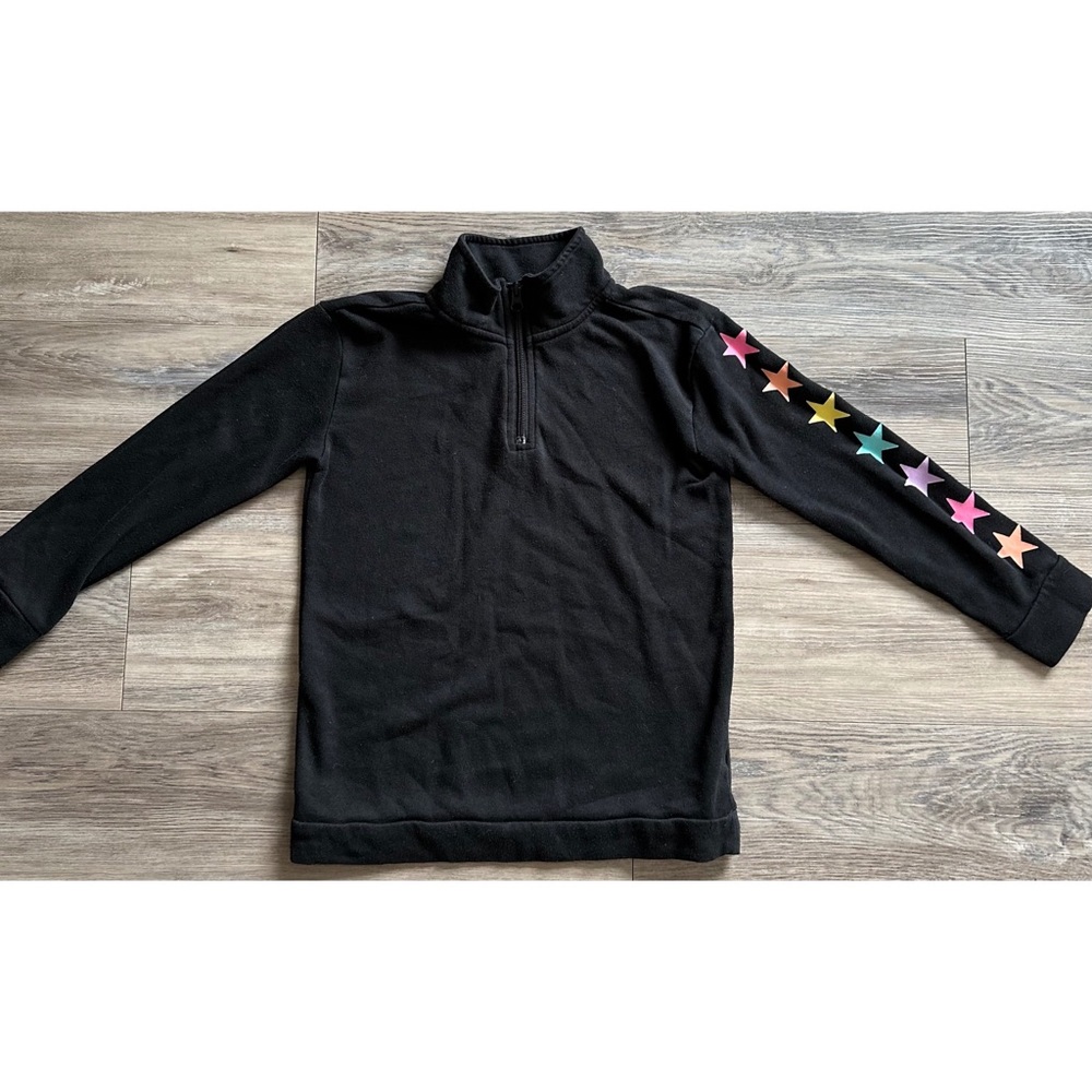 Girls’ Rainbow Star Black Half Zip Pullover Sweater